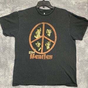 Junk Food Clothing The Beatles Graphic T-Shirt Mens M Black Peace Sign Band Tee